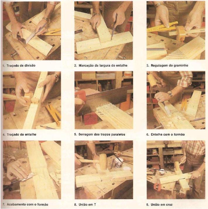 carpintaria união a meia-madeira em T e