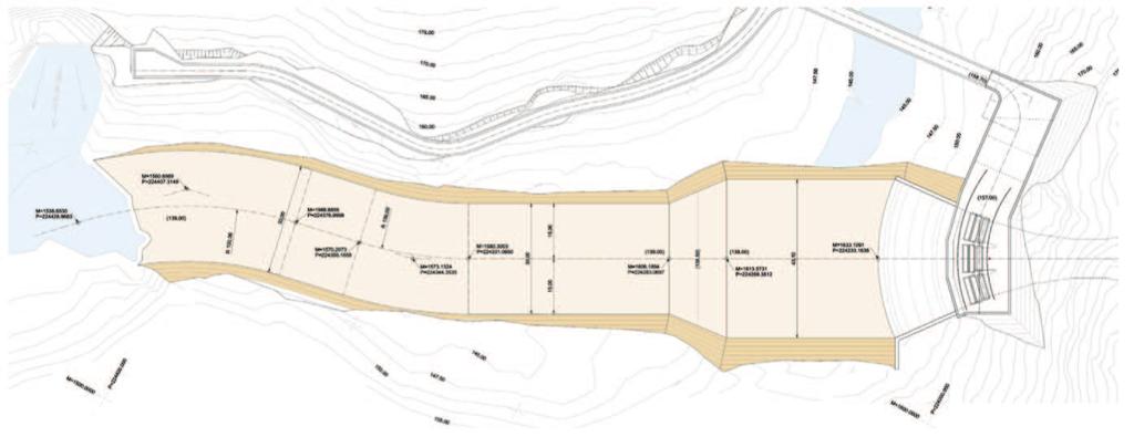 40 Avaliação Técnica junto da restituição da central de Salamonde II. Para que tal aconteça, abriu-se um canal na rocha que constitui o leito do rio (Figura 3.14).