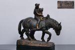 Dim: 39x33 cm. 542 RICHARD AURILI (1834-1914) "Meninos a cavalo" Grupo escultórico em terracota patinada, assinada. Ínfima falha na orelha do cavalo. Dim: 52x56x20 cm.