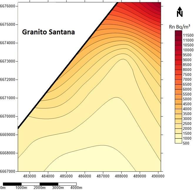 36 Figura 17- Mapa da concentração de radônio na região do Granito Viamão.