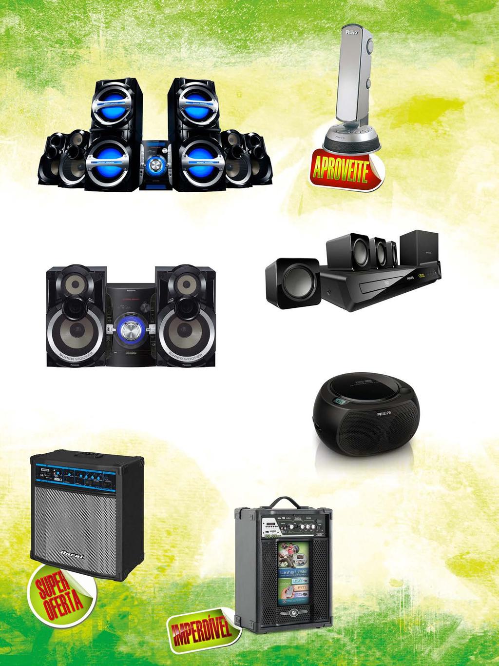 MINI SYSTEM PANASONIC SC-AKX105 CÓD.167595 E 167597 1660W 4GB Memória Interna Busca por Título REC&PLAY Rádio AM/FM karaokê Total de 8 Alto-falantes 4 SUBWOOFERS RÁDIO-RELÓGIO PHILCO PH-75 CÓD.