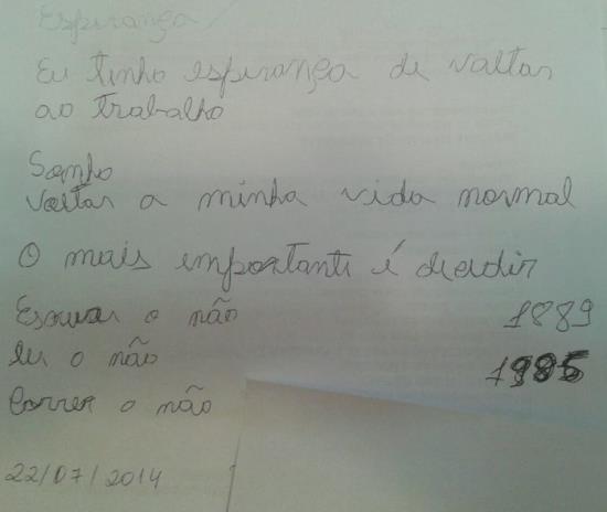 466 sabia, que não se lembrava. Apresentamos abaixo, nas Figuras 2 e 3, dois momentos de escrita e reescrita de GB.