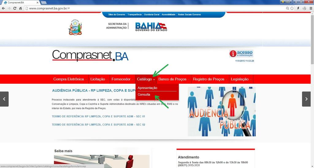 Consultando o item no ComprasNet Bahia Acesse o site do