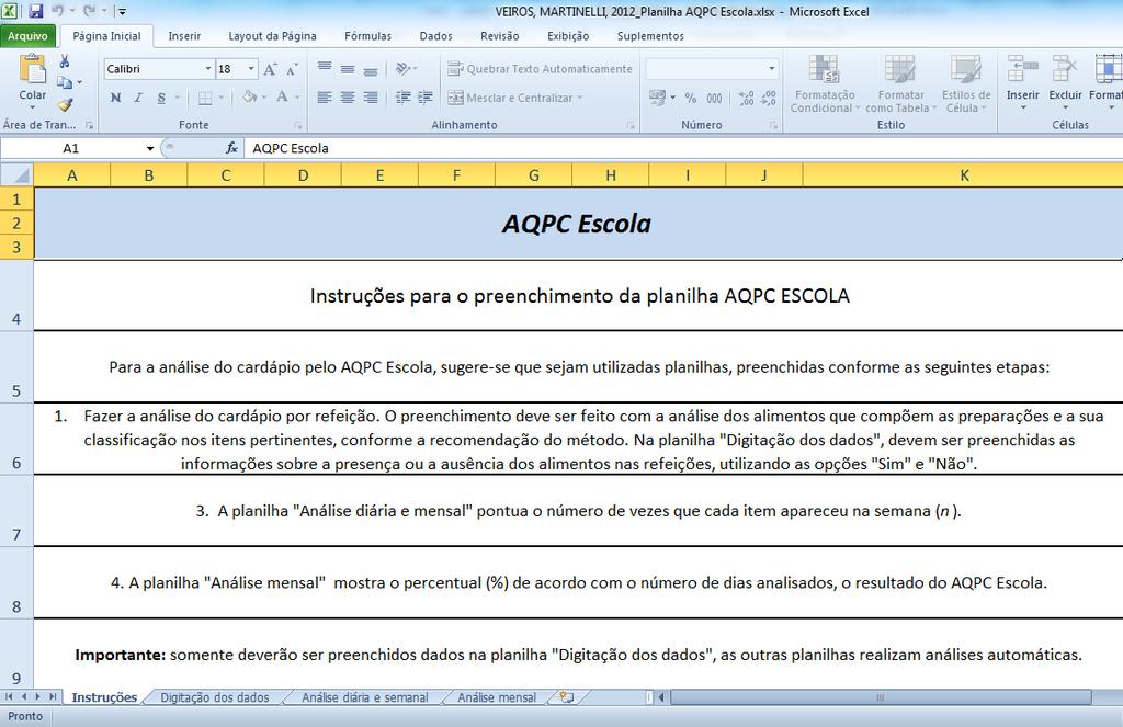 Planilha em Excel Envio por