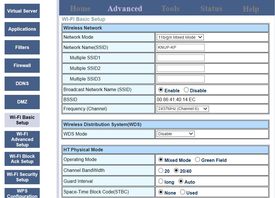 Em Wi-Fi security setup, na opção Select SSID, selecione o nome da