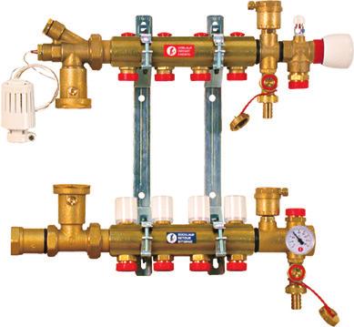 3/4 E / 362,88 - R553FP02 DN32 x 3/4 E /2 387,80 - NOVO Coletor pré-montado, modular, em material compósito com caudalímetros e retentores de equilibragem dotados de memória mecânica.