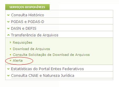 Ao acessar o Alerta é possível a partir da opção Importação de arquivos : Após aparecer a lista de