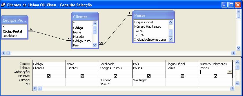 7. Para guardar uma consulta, pressione o botão da barra de ferramentas. Guarde a consulta com o nome Clientes de Portugal.