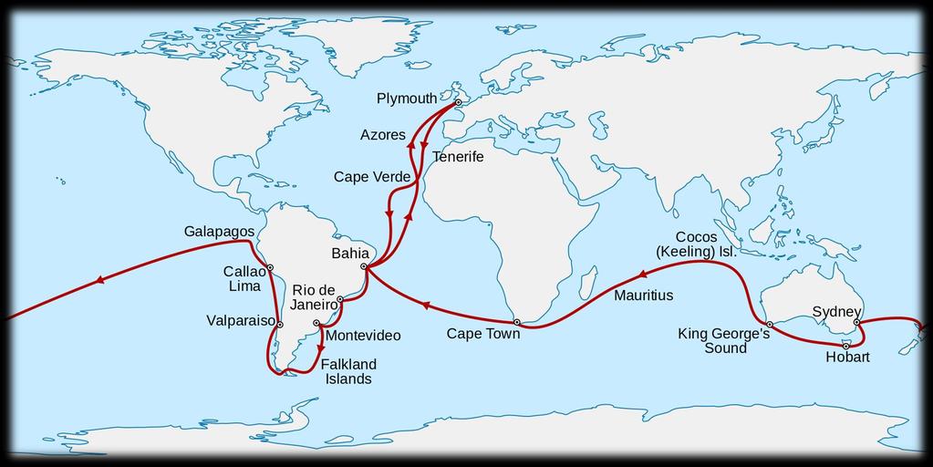 CHARLES ROBERT DARWIN (1809-1882) Viajou durante 5 anos ao redor do