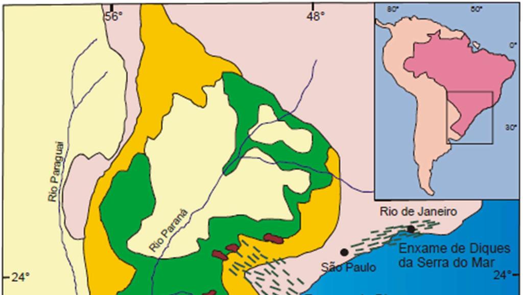 Figura 2.46: Mapa geológico simplificado da Bacia do Paraná (Bellieni et al.,1986; Nardy et al.