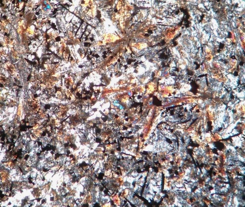8: Fotomicrografia mostrando o grau de cristalinidade holocristalino em dique de diabásio do município de Paraíba do Sul (nicóis cruzados; amostra: PS-SV-07). Figura 3.