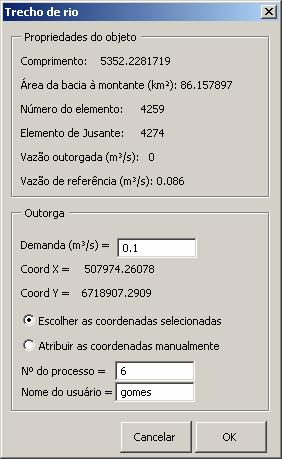 dados não espacial (Figura 3). O trecho de rio ao qual o usuário está ligado é definido com uma seleção direta usando o mouse.