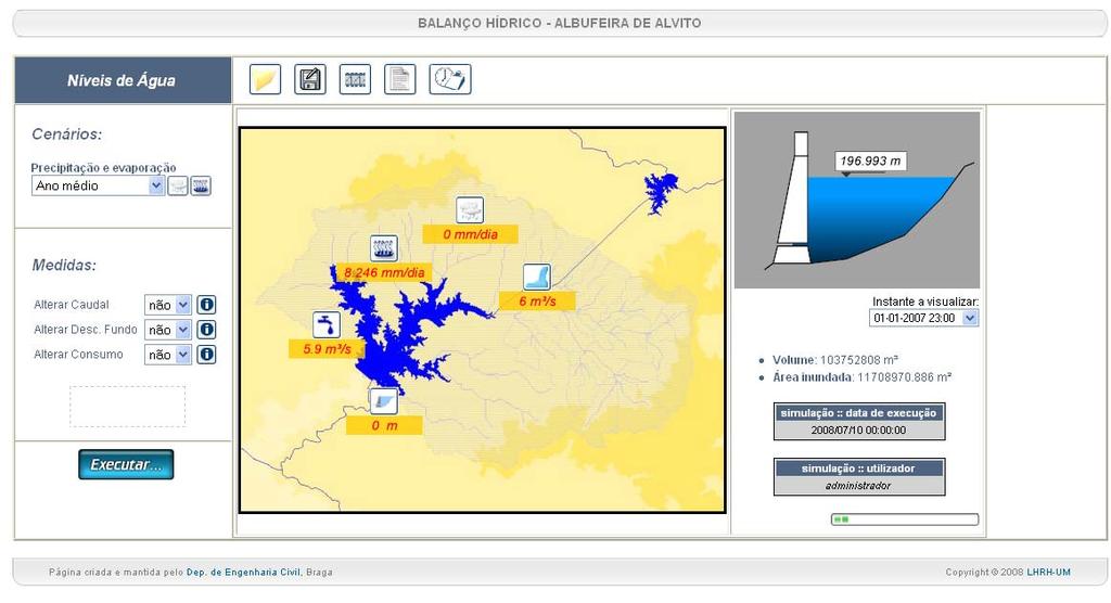 Figura 8 Interface do Sistema de Análise (Qualidade bacteriológica em canais) Figura 9 Interface do Sistema de Análise (Balanço hídrico