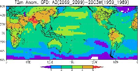 A figura 4 mostra ainda que as mudanças climáticas na região amazônica (75-47W 12S- 4N) poderão ser importantes, pelo menos em termos de precipitação e temperatura.