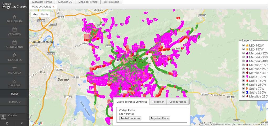 Mapa com o Cadastramento