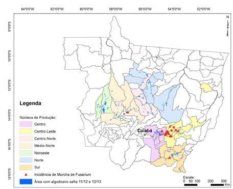 quatro espécies relatadas, as regiões com médias mais elevadas são as de números 1 e 5, seguidas pelas regiões 4, 3 e 2. Com médias mais baixas estão as áreas das regiões 6 e 7 (Tabela 1).