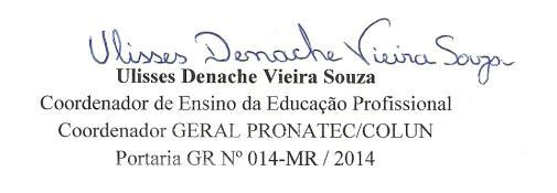 11.2 O bolsista deverá ter disponibilidade para exercer suas funções e participar das demais atividades do Programa, nos dias, turnos e horários estabelecidos pela Coordenação do PRONATEC / COLUN. 11.