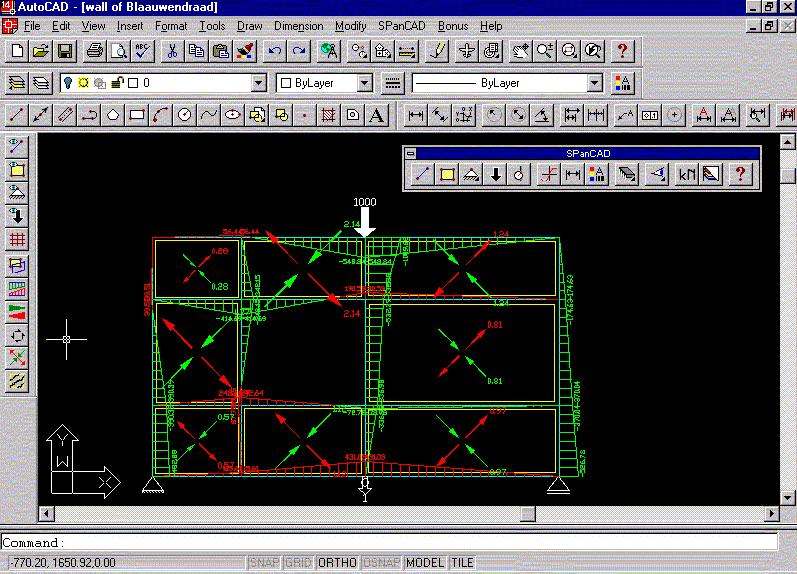 SPANCAD O Modelo Corda-Painel foi implementado por BLAAUWENDRAAD & HOOGENBOOM (1996) no ambiente do AutoCAD; Análise linear para o dimensionamento das armaduras e possibilidade de