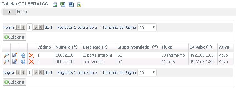 Serviço é a função que possibilita administrar todos os telefones pilotos da empresa e distribuir as chamadas receptivas para as posições de atendimento (PA) informando para qual serviço o cliente