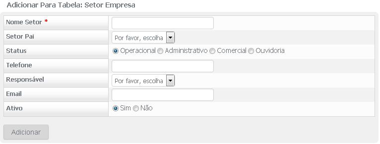 7.2. Setor empresa Esta função permite configurar a estrutura funcional de setores ou departamentos na organização.