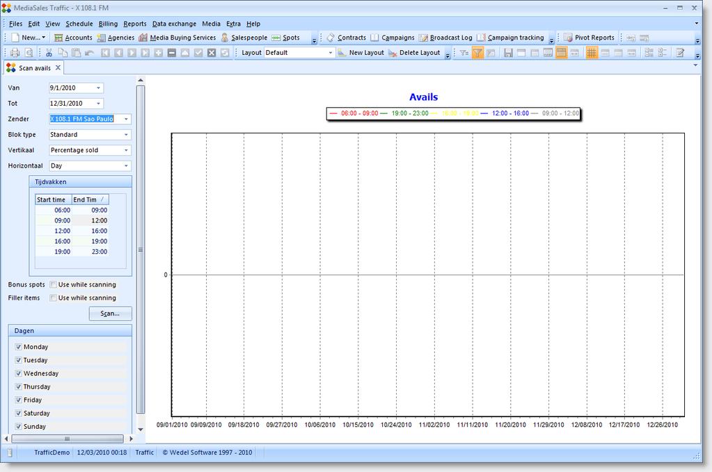 Roteiro de Transmissão Antes de enviar o roteiro para o ar, você pode revisá-lo e fazer as modificações finais. Os spots podem ser movidos de um break para outro arrastando e soltando com o mouse.