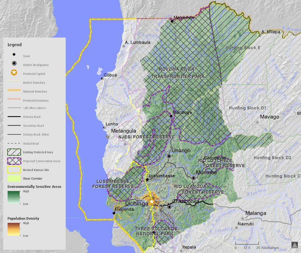 Cenário de Conservação Cenário O objectivo principal do cenário de conservação é de proteger e aumentar área extensas intactos de fauna e flora e desenvolver ligações entre estas áreas, em particular