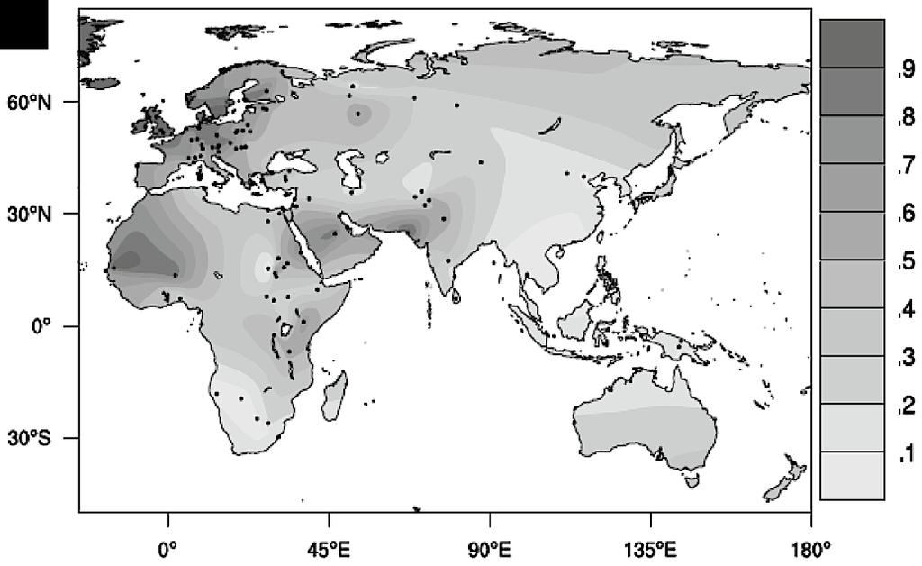 26 Figura 3 - Mapa interpolado do velho mundo mostrando a frequência da distribuição do fenótipo lactase persistente. Fonte: Ingram et al. (2009).
