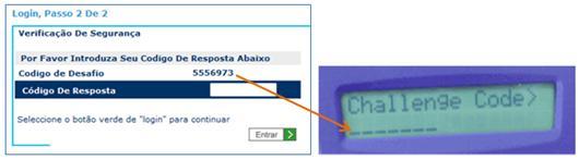 5) Copia o Código de Desafio gerado pelo sistema (imagem da esquerda) para dispositivo