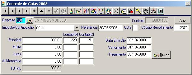 COFINS, CSLL, IRPJ, IRF, IPI, para que o sistema exporte também os créditos. Lembrando que os dados do DPPH o sistema busca automaticamente caso tenha sido feito corretamente o ítem 1 1.1 e 1.2.