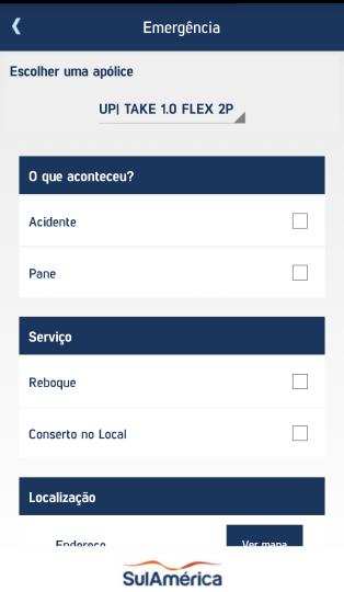 2 Depois, deve selecionar algumas informações sobre o que ocorreu com o veículo, por exemplo, se o imprevisto