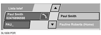 Assim que o telefone é retirado do veículo e a ligação Bluetooth é interrompida, a lista telefónica é eliminada do sistema do veículo. Para aceder à lista telefónica: 1. Seleccione o menu Telefone. 2.