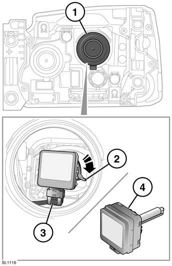 Manutenção 5. Desligue a ficha de cablagem na parte posterior do grupo óptico e retire-o do veículo.