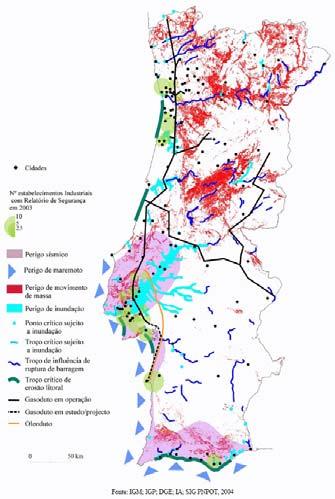 O PNPOT inclui, na sua versão para discussão pública, uma carta de riscos que resume num só mapa, grande parte dos riscos acima referidos (Figura 34).