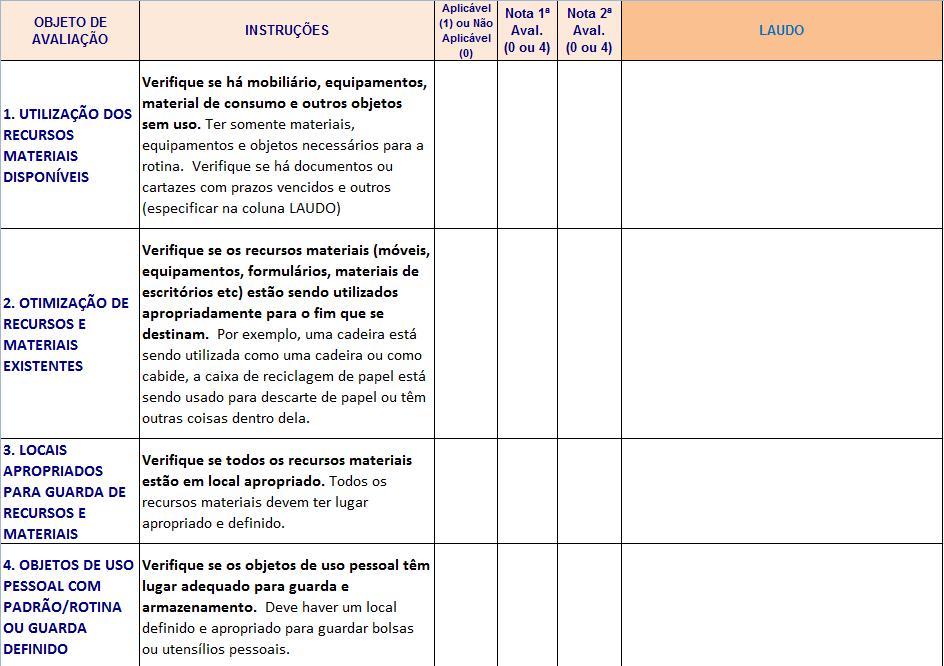 PLANILHA DE AVALIAÇÃO