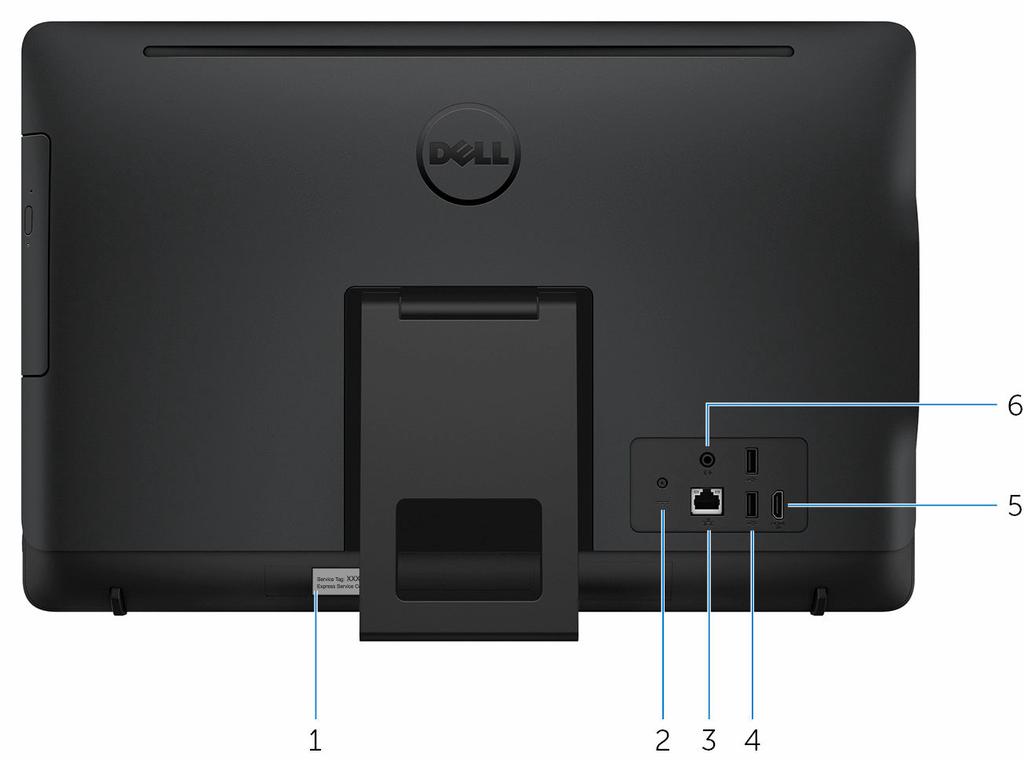 Posterior 1 Rótulo da etiqueta de serviço A Etiqueta de Serviço é um identificador alfanumérico único que permite aos técnicos de assistência Dell identificar os componentes de hardware do seu