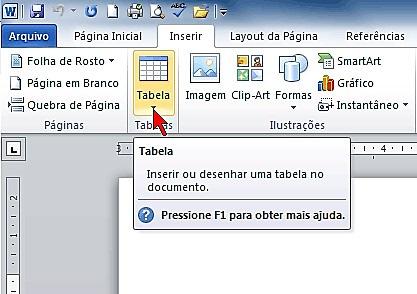 Inserindo Tabelas com Borda e Clip-art Tabela é um conjunto de linhas e colunas permitindo a inserção de textos e figuras lado a lado, onde a intersecção de uma linha com uma coluna é chamada de