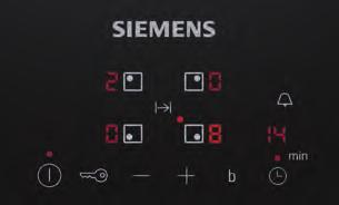 O controlo Siemens TouchSlider é muito preciso, intuitivo e fácil de usar. Permite acesso aos 17 níveis de potência com apenas um simples deslizar do dedo sobre o comando.