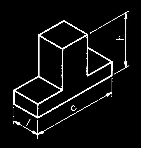 Tente esboçar sozinho a perspectiva isométrica do prisma com dois rebaixos paralelos representado a seguir.