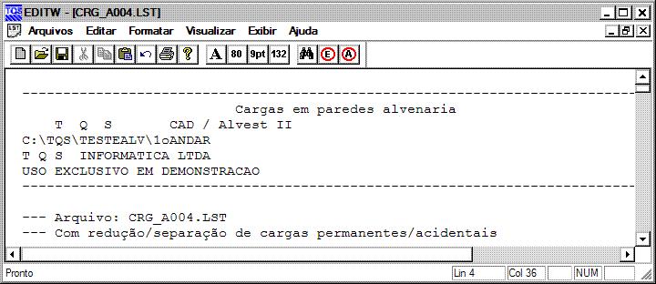 INTRODUÇÃO 5 1.2.5. Edição, visualização e impressão de listagens Todas as listagens geradas pelo sistema CAD/Alvest são visualizadas através do editor EDITW.