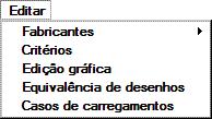 O conteúdo dos menus "Editar", "Processar" e "Visualizar" se altera dinamicamente conforme o sistema atual, enquanto os demais menus, comuns a todos os sistemas permanecem constantes.