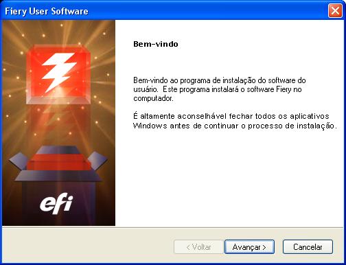 INTRODUÇÃO 12 Instalação do software do usuário Você pode instalar o software do usuário do Fiery EX4112/4127 das seguintes maneiras: A partir do DVD do software do usuário Pela rede A partir do