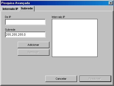 3 Para localizar o Fiery EX4112/4127 por um intervalo de endereços IP ou pelo endereço IP e a máscara de subrede, clique na guia Auto-Pesquisa e, em seguida, em Avançada.