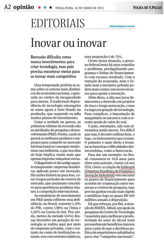 ANEXO II NOTÍCIAS SOBRE EMBRAPII Fonte: http://www1.folha.