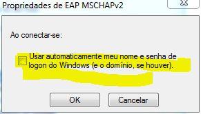 Desmarque a opção Usar automaticamente meu nome e senha de logon do Windows (e o domínio, se