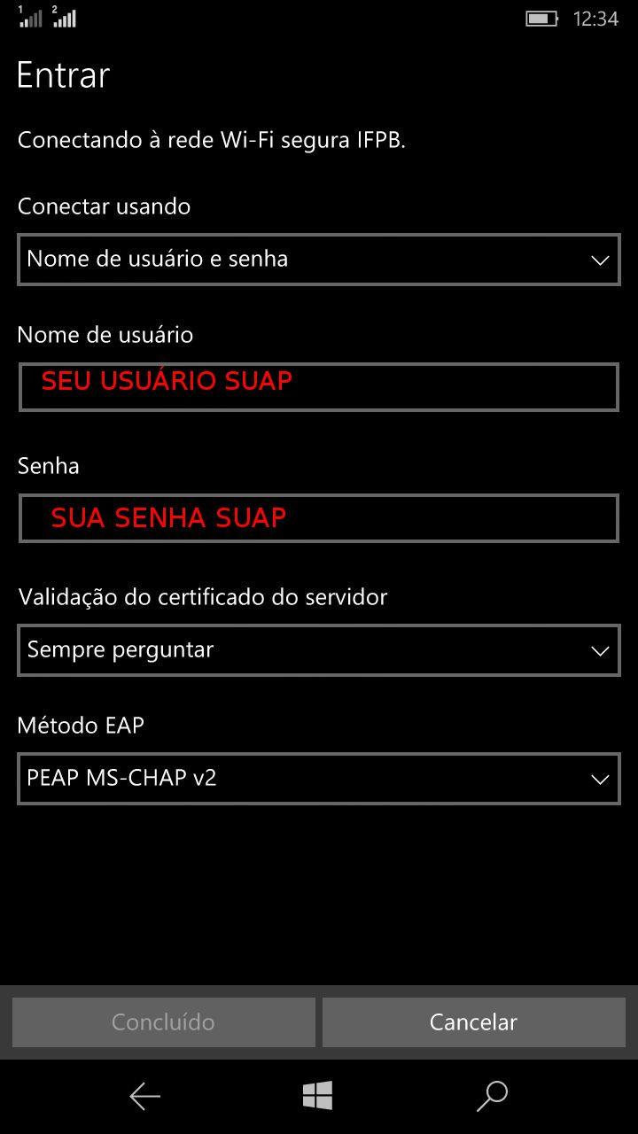 Windows Phone Ative o Wifi do seu dispositivo e selecione a seguinte conexão IFPB.