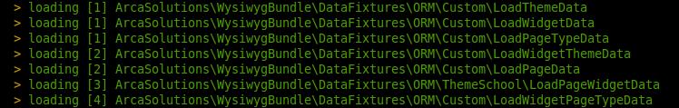 Note que existe um parâmetro a mais onde está o caminho da pasta criada para este tema, no nosso exemplo o tema 'School' : php app/console doctrine:fixtures:load