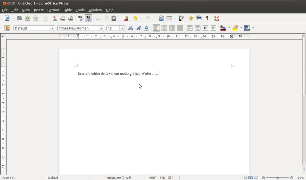 A Figura 4 mostra o editor de texto Writer, similar ao editor de texto da suíte de aplicativos da Microsoft chamado de Word.