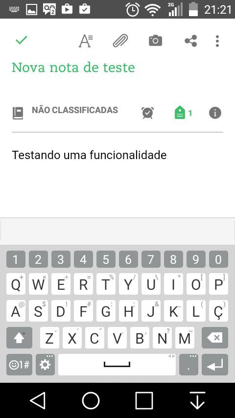 12. Na opção Nota de texto é possível criar notas no mesmo formato e com as mesmas funcionalidades