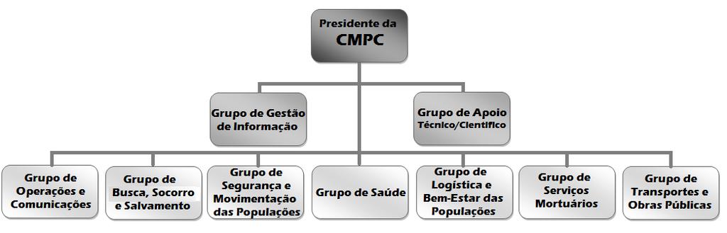PMEPC de Vila do Porto Parte II - Organização da Resposta nomeadamente: - Grupo de Gestão da Informação; - Grupo de Apoio Técnico/Cientifico; - Grupo de Operações e Comunicações; - Grupo de Busca,