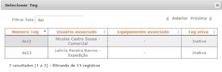 Primeiramente, clique na categoria desejada (Tag, departamento ou empresa). Figura 16 - Tags não autorizadas 5.3 LICENÇAS O menu LICENÇAS habilita os TAGs cadastrados a serem identificados pelo app.